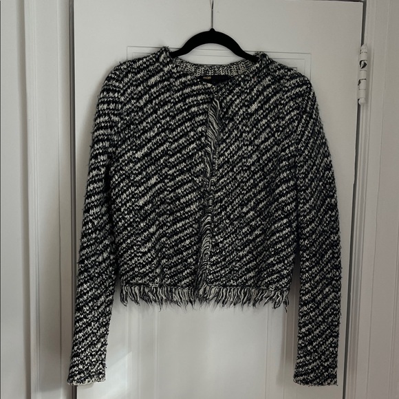 Maje Mask Metallic Boucle Knit Cardigan
